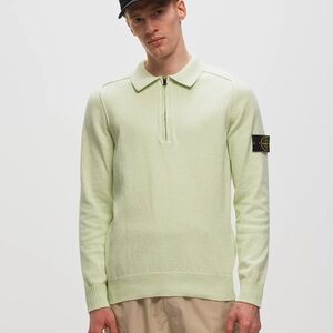 Stone Island Light Green Quarter Zip Pull Over Sweater